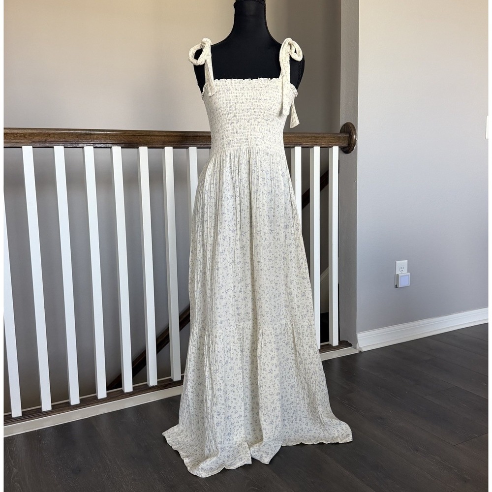 NOTHING FITS BUT Momoka Floral Cotton Gauze Smocked Tiered Dress M/L Cottagecore